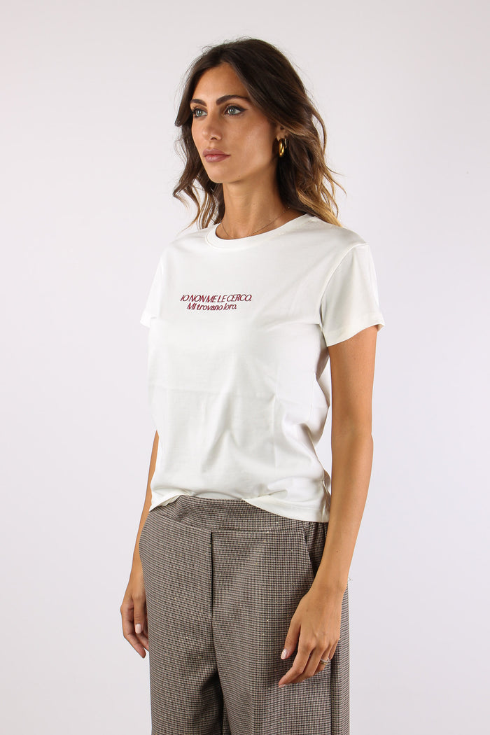 T-shirt Ricamo Io Non Me Le Ce Panna-4