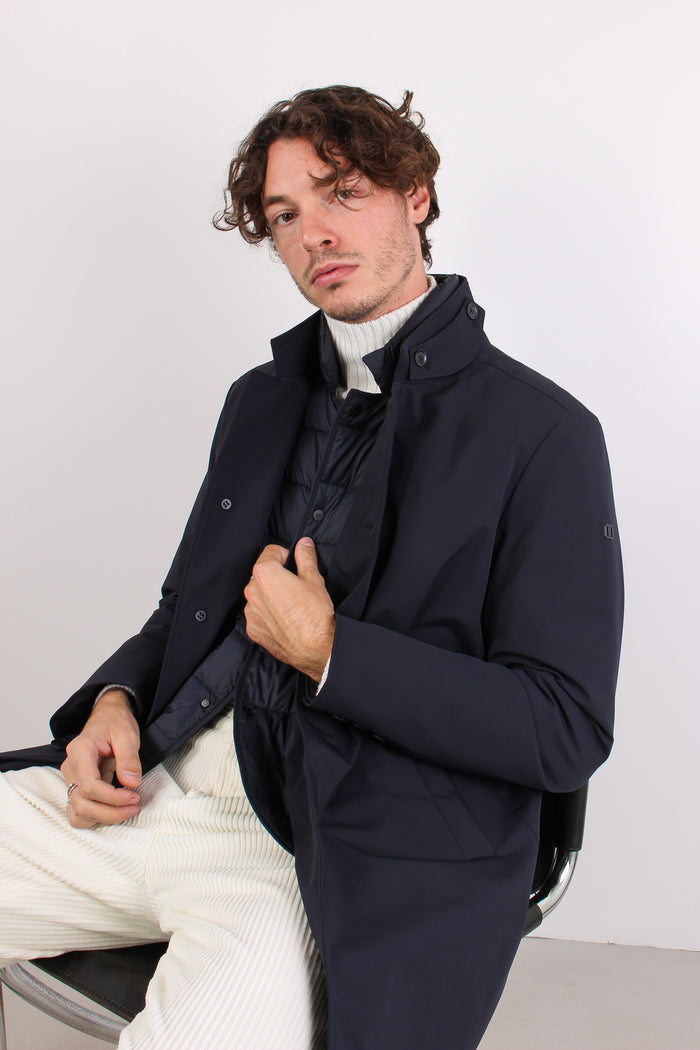 Giubbotto Lungo Tessuto Tecnic Navy-6