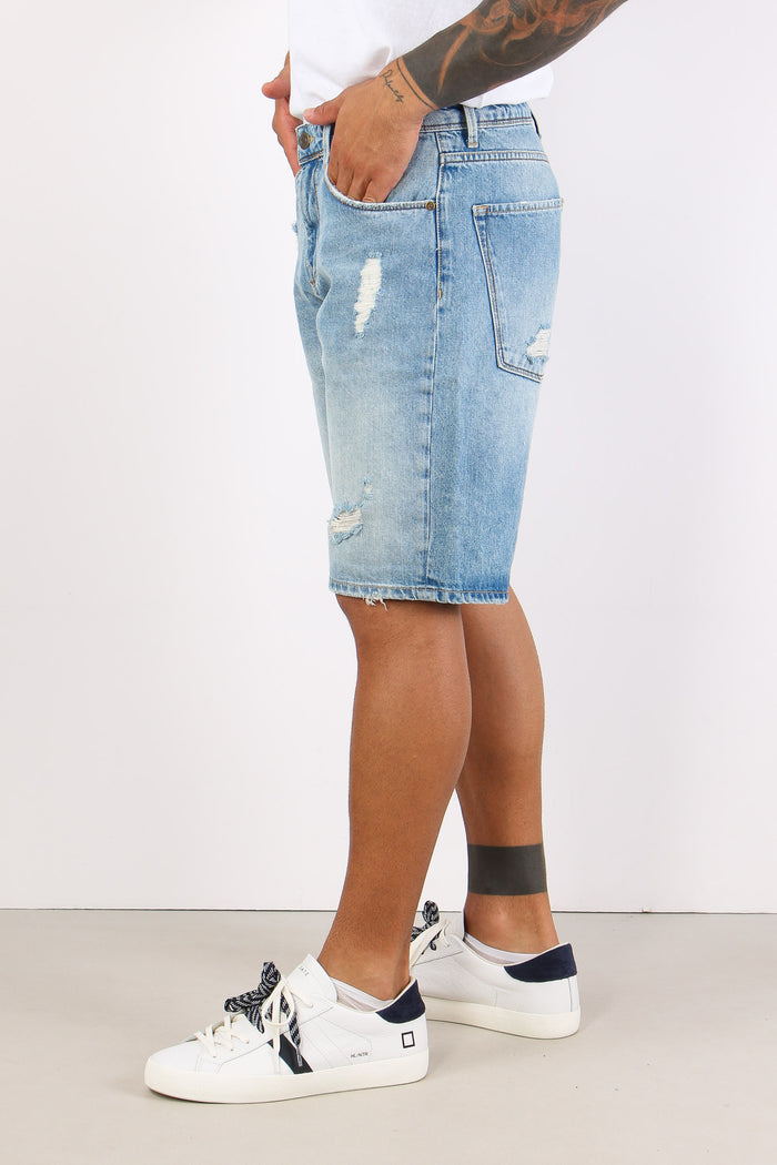 Bermuda Denim Rotture Denim Chiaro-6