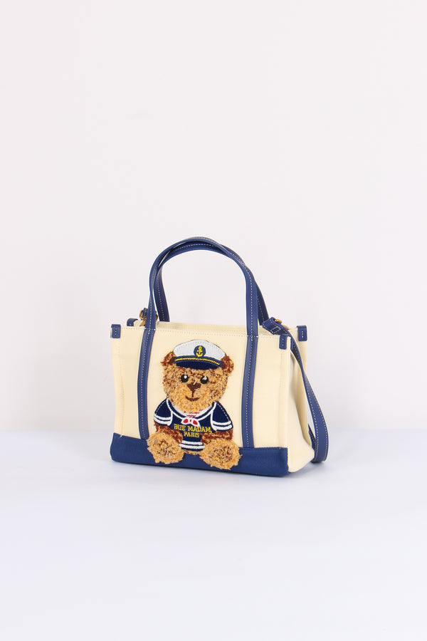 Shopping Mini Canvas Orso Bicolor Blue-2