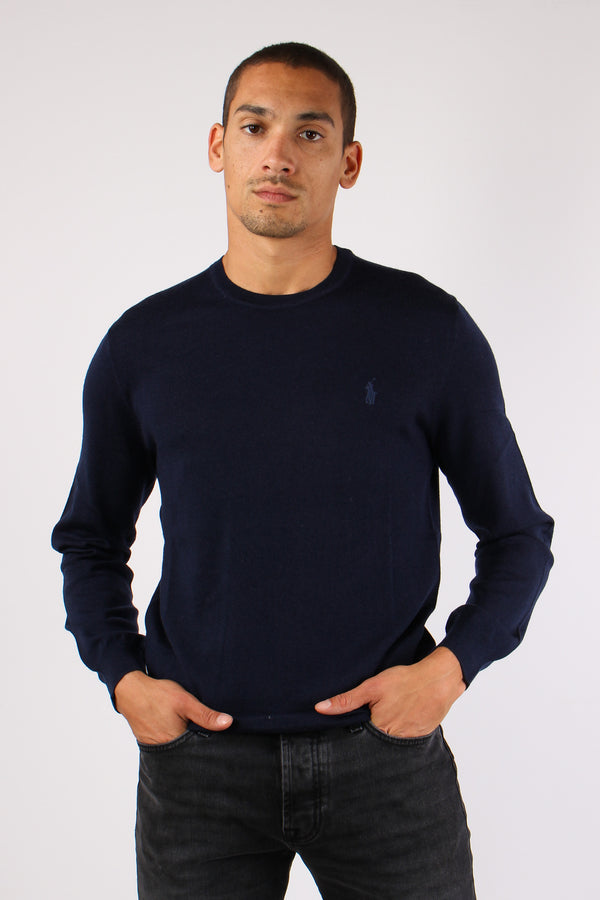 Maglia Girocollo Lana Merinos Hunter Navy