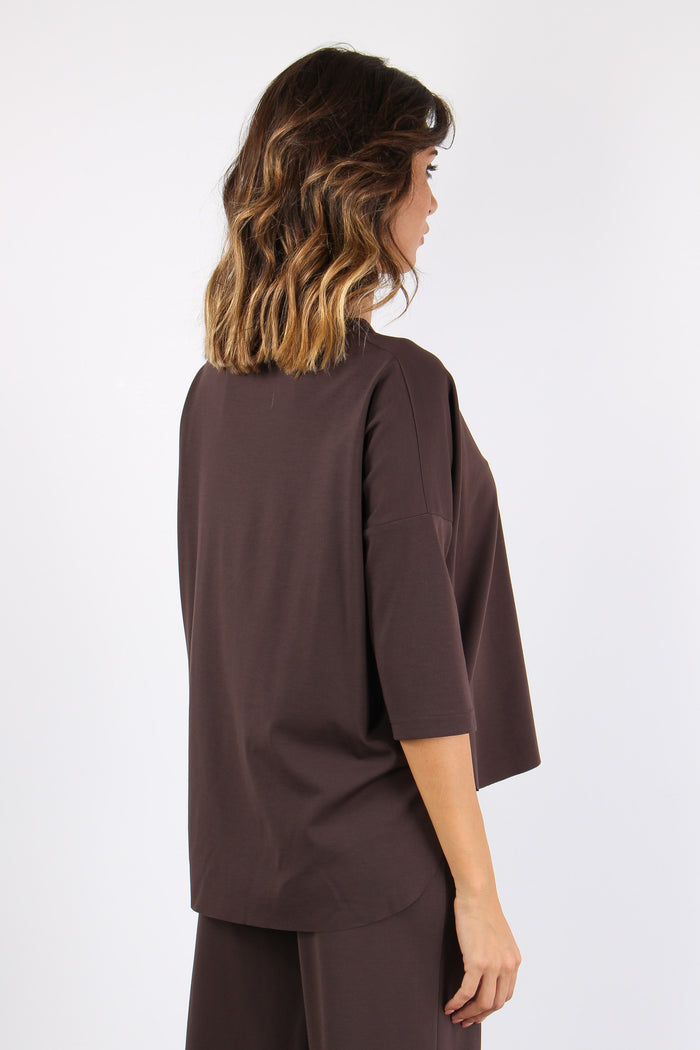 T-shirt Manica 3/4 Misto Visco Moro-6