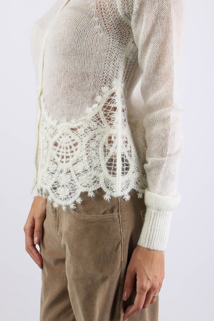 Cardigan Inserto Pizzo Burro-8