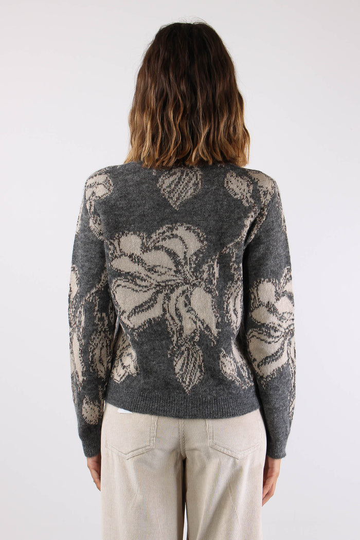Cardigan Alpaca Fiori Grigio/beige-4
