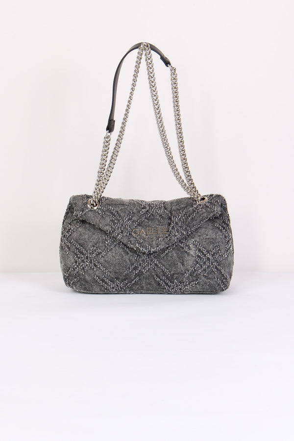 Tracolla Denim Sfrangiato Nero