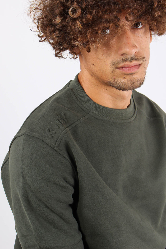 Felpa Logo Tono Su Tono Green Blackish-5