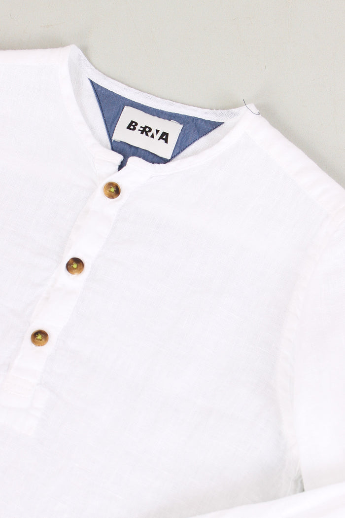 Camicia Coreana Lino Bianco-4