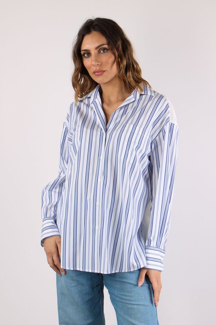 Tessile Camicia Cotone Riga Azzurro/bianco-2