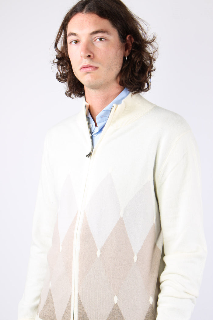 Cardigan Full Zip White/beige-7