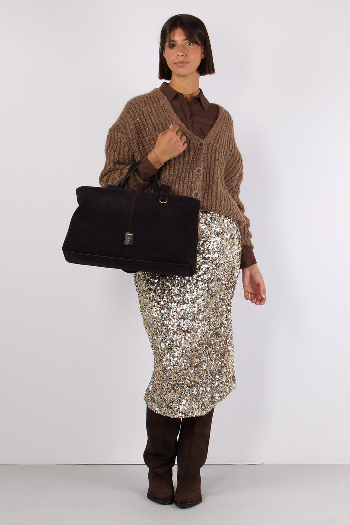 Cardigan Effetto Mulinee Visone