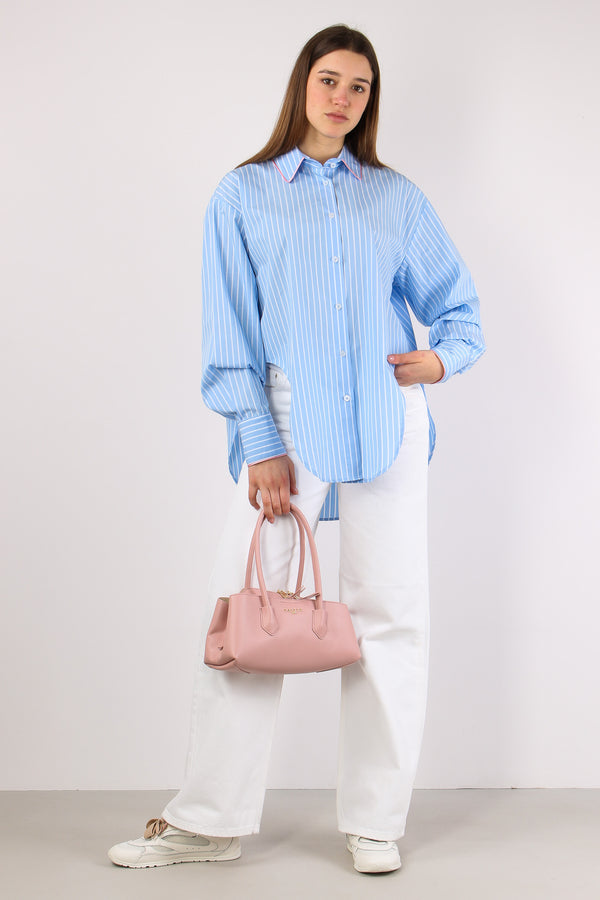 Camicia Over Piping Contrasto Azzurro/bianco-2