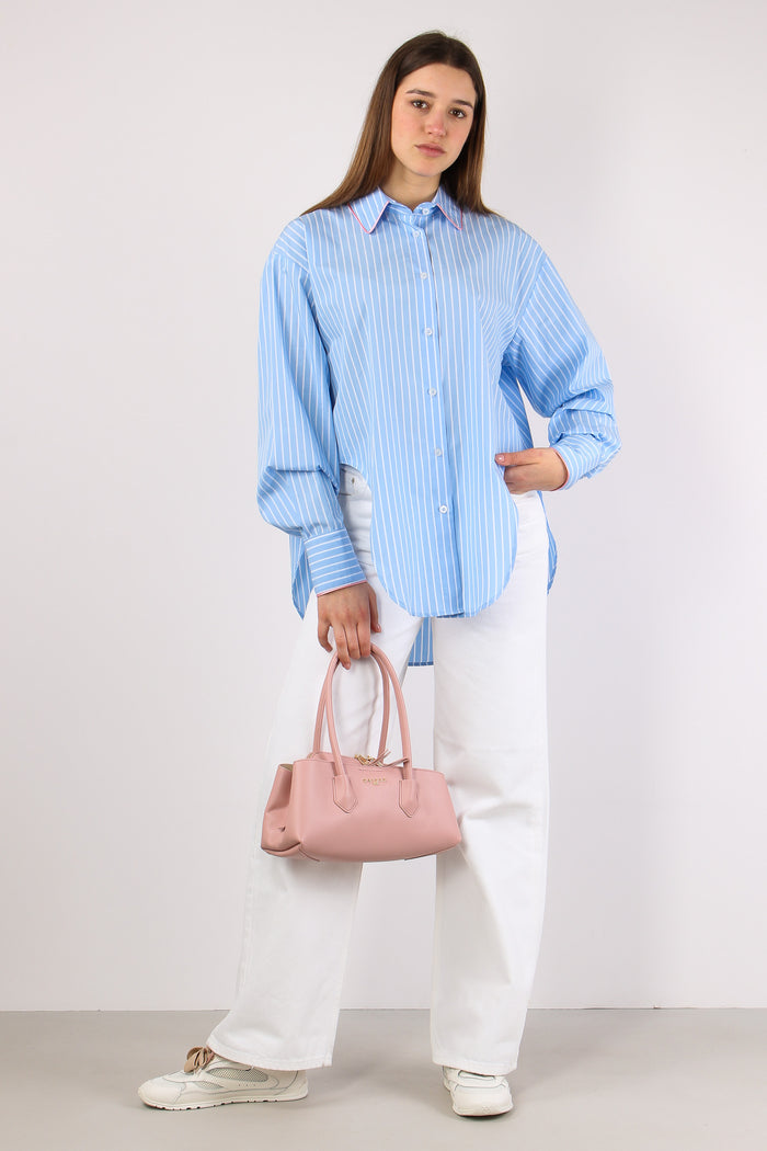 Camicia Over Piping Contrasto Azzurro/bianco-2