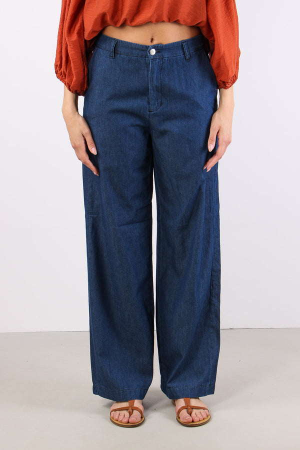 Pantalone Chambray Gamba Dritt Denim-2