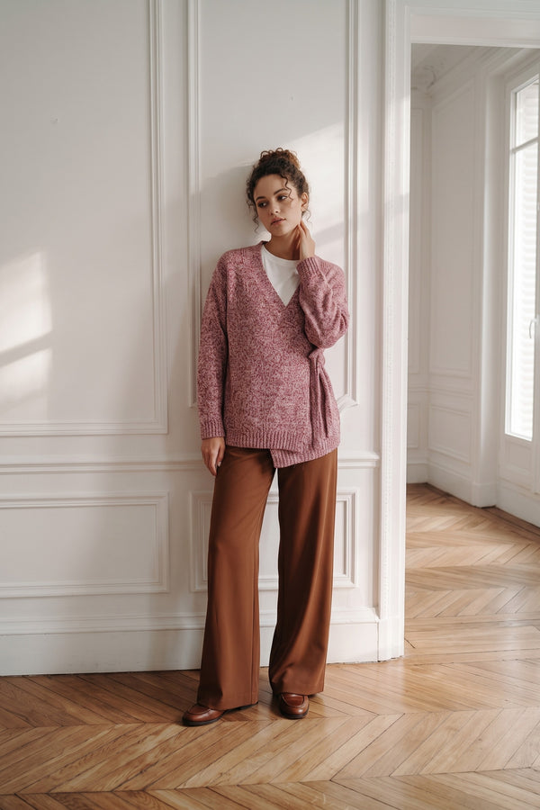Cardigan Lacci Moulinee Bordeuax/panna