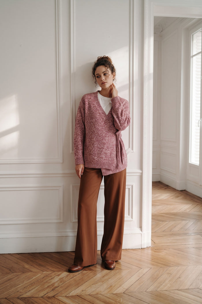 Cardigan Lacci Moulinee Bordeuax/panna