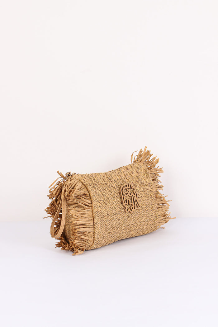 Pochetta Paglia Frange Beige-7