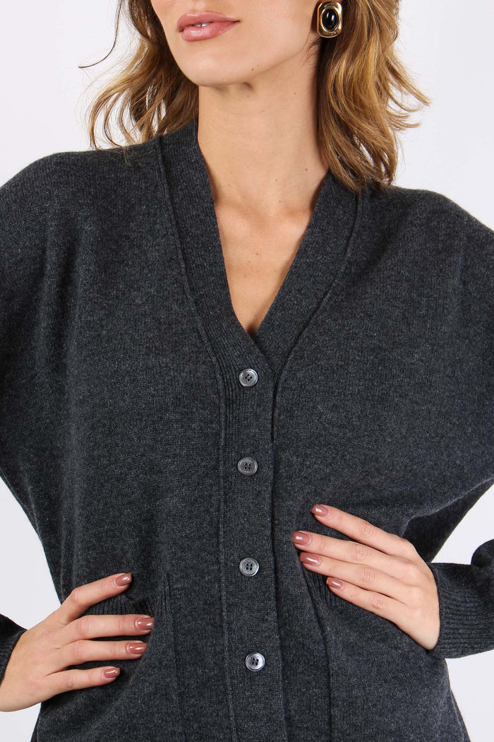 Cardigan Lana Cashmere Grigio-7
