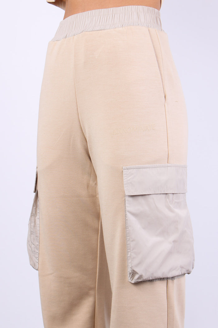 Pantalone Modal Tasche Nylon Nocciola-6