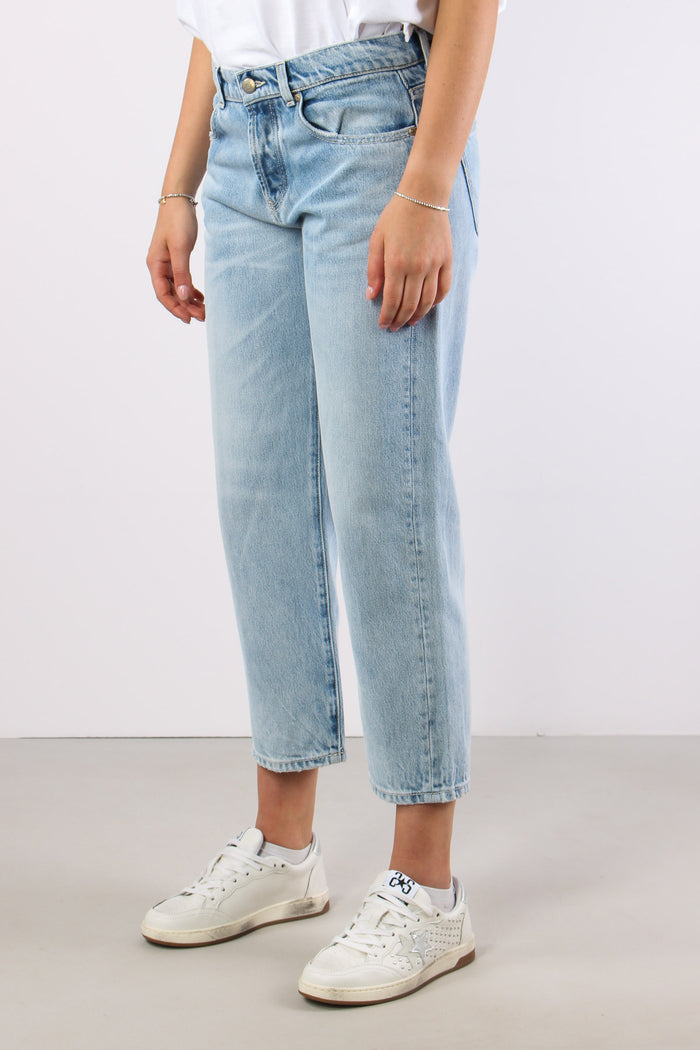 Denim Scritta Perline Denim Chiaro-3