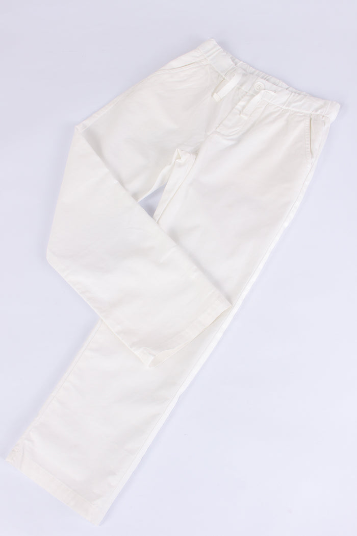 Pantalone Cotone Coulisse Bianco-8