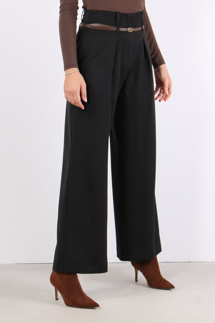 Pantalone Gamba Dritta Cintura Nero-5