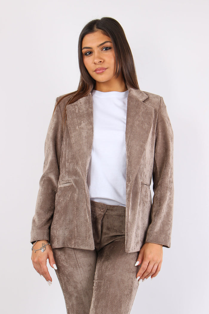 Giacca Monopetto Velluto Costa Tortora-3