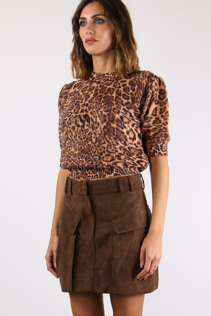 Minigonna Scamosciata Toffee-3