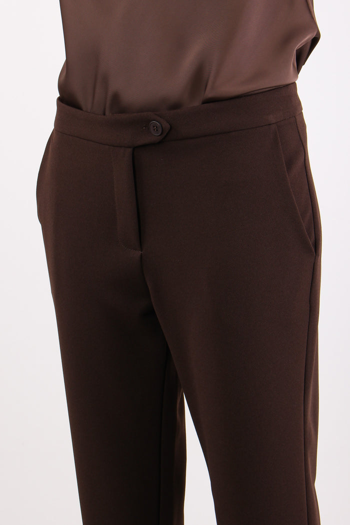 Pantalone Slim Scuba Crepe Moro-7
