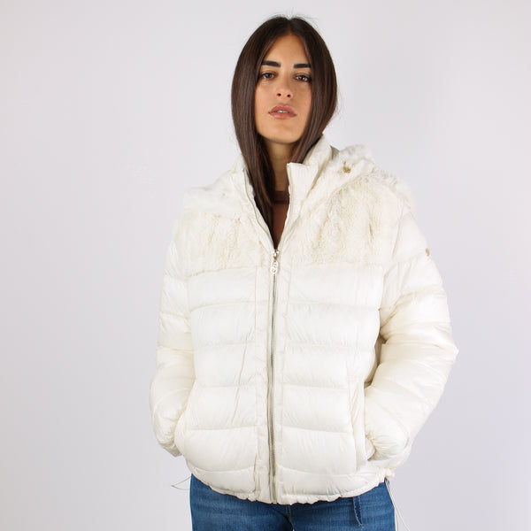 Giubbotto Bimateriale Inserto Bianco Latte-2