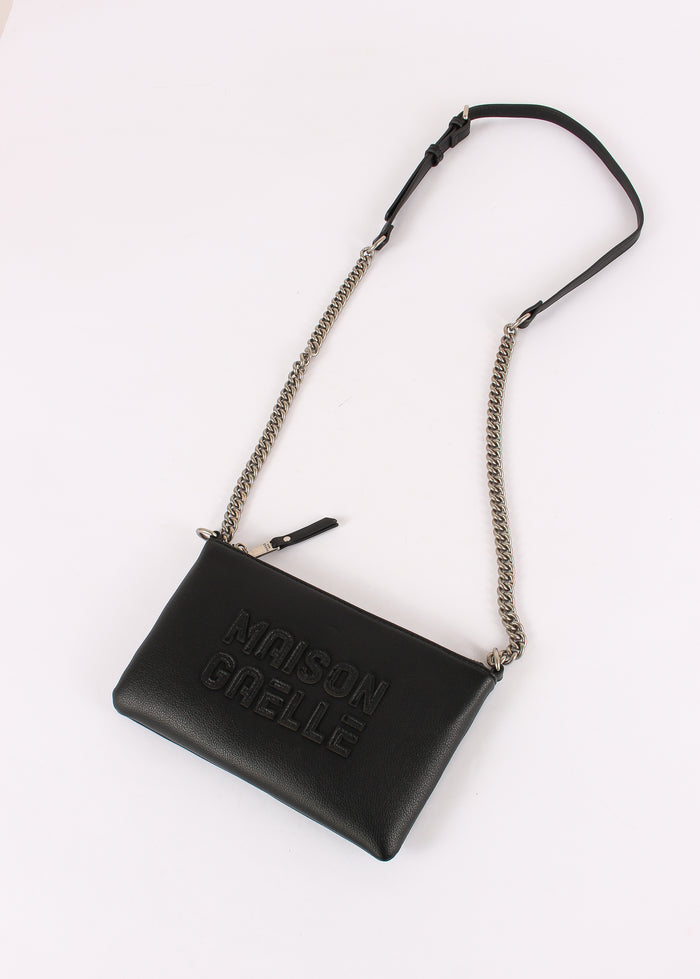 Pochette Tracolla Maxi Logo Rilievo Nero-5