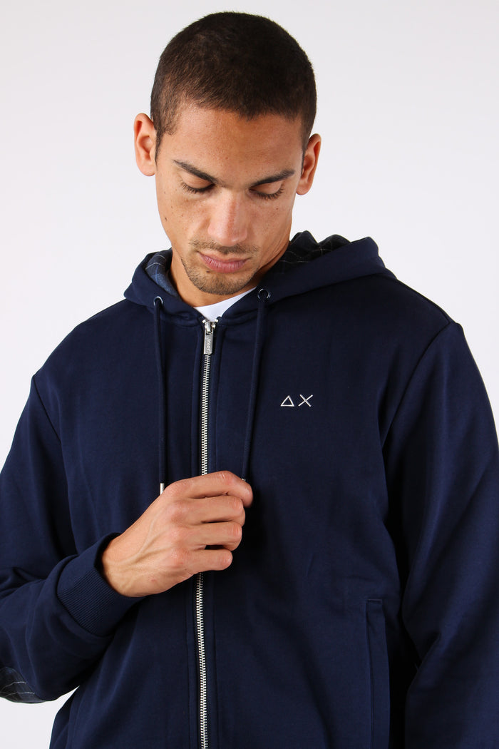 Felpa Zip Toppe Contrasto Navy Blue-6