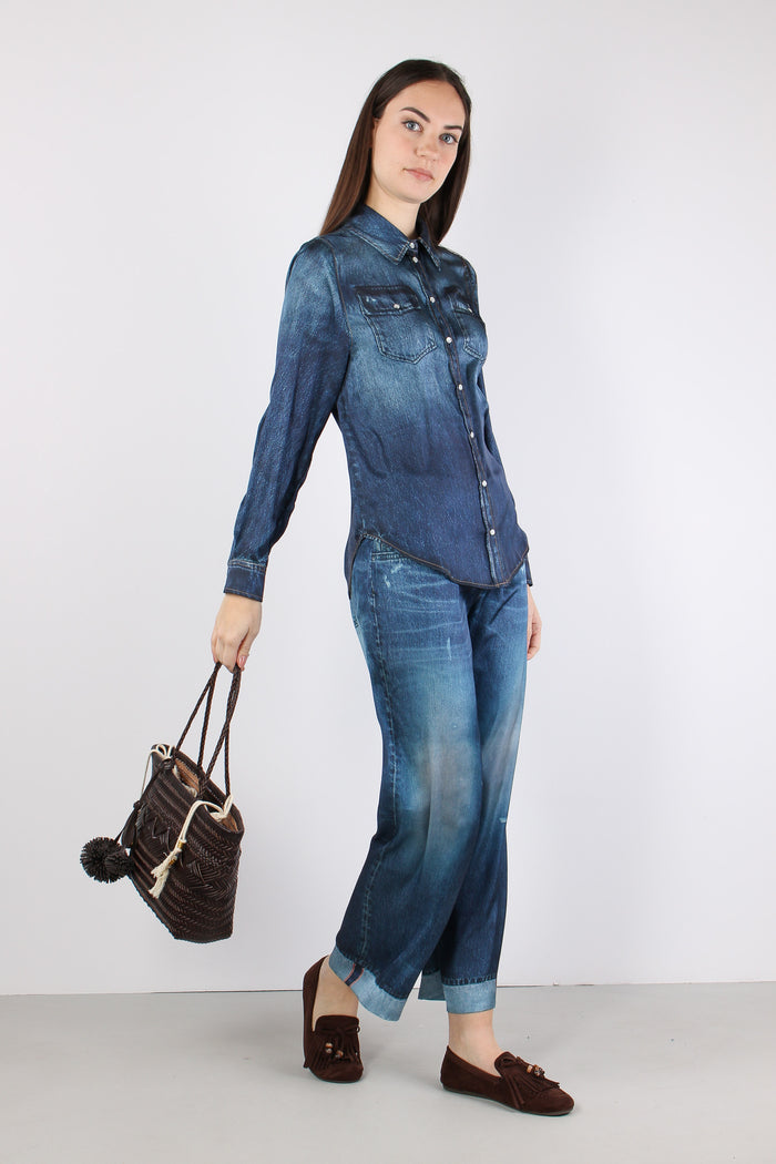 Jeans Stampa Digitale Rottture Blu Denim-5