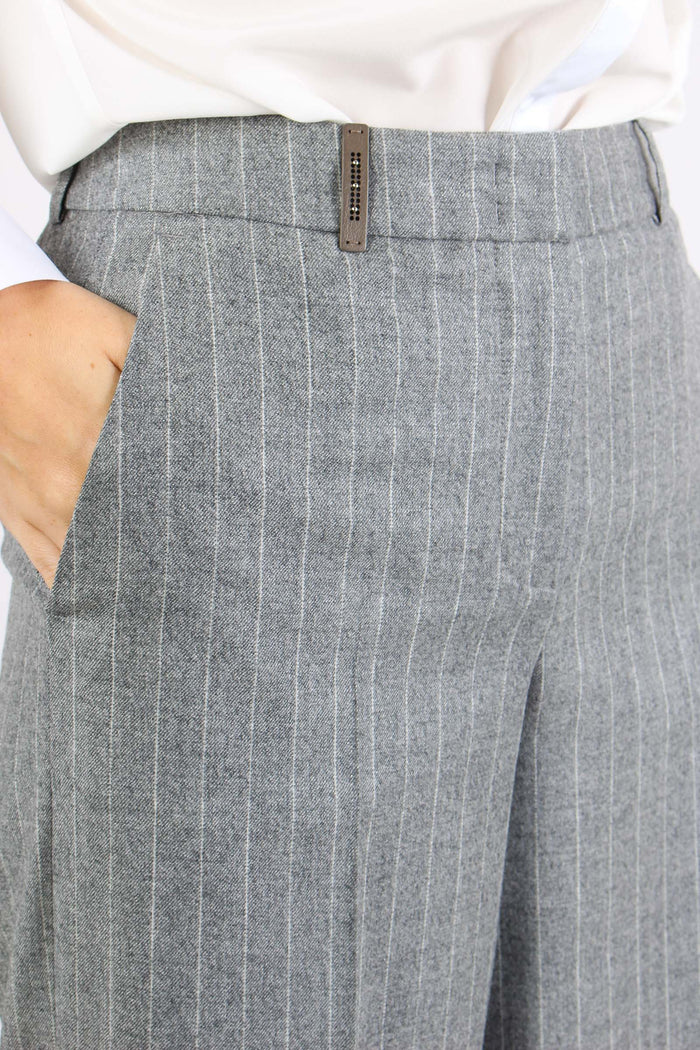 Pantalone Lurex Gessato Grigio-8
