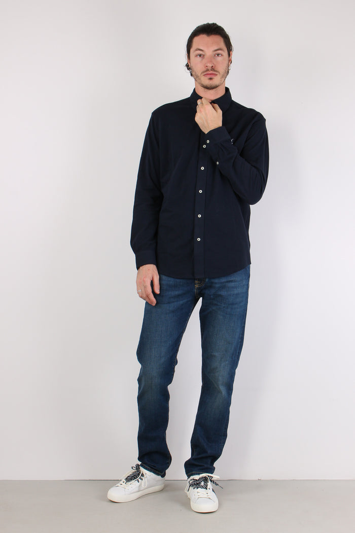 Camicia Twill Cotone Leggero Aviator Navy-3