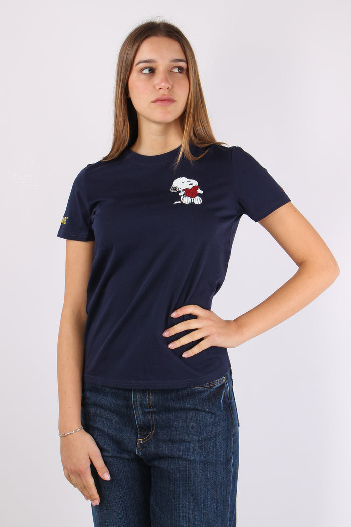T-shirt Stampa Laterale Navy Blue-2