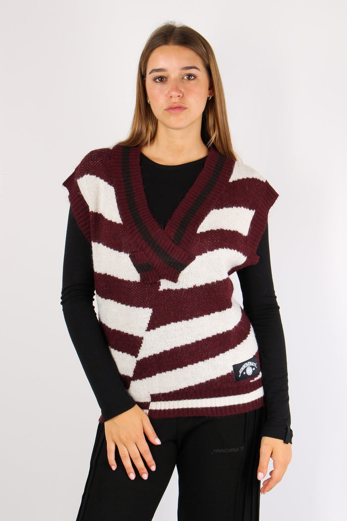 Gilet Righe Bordeaux