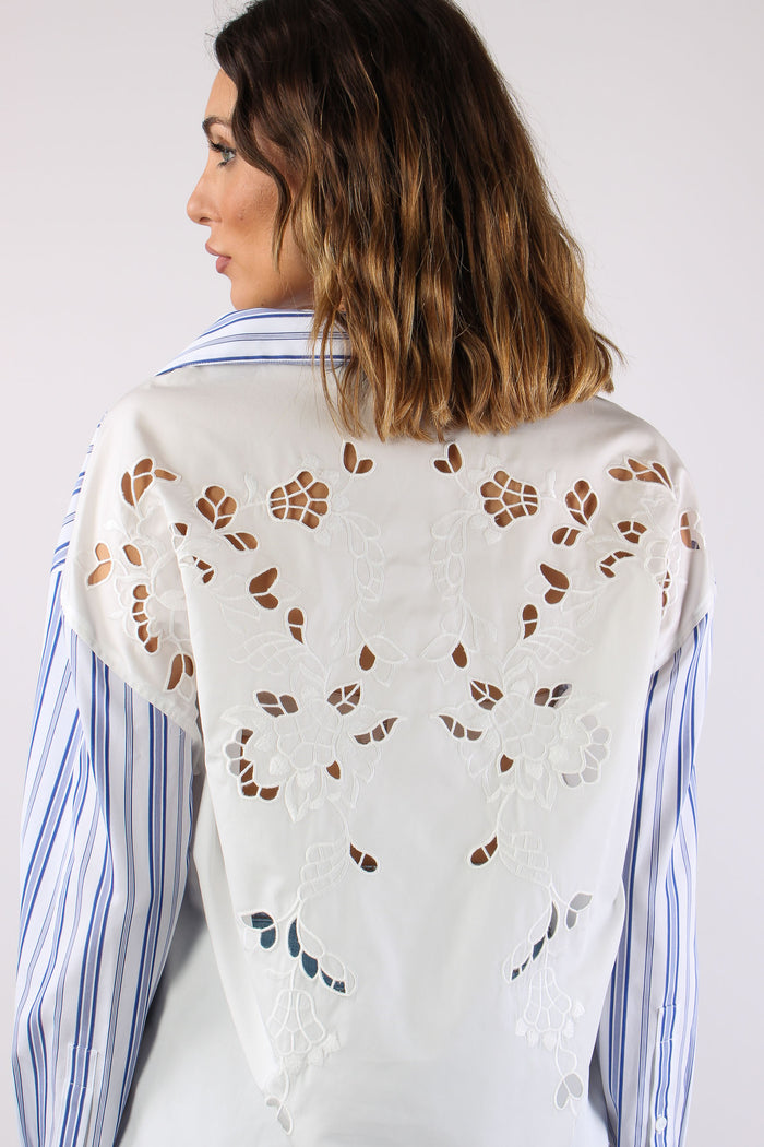 Tessile Camicia Cotone Riga Azzurro/bianco-7
