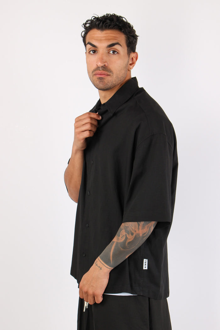 Camicia Mc Viscosa Lino Nero-6