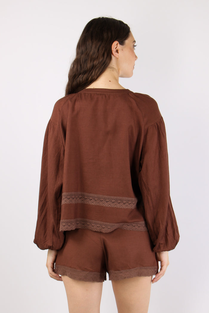 Camicia Kaftano Viscosa Lino Caffe-4