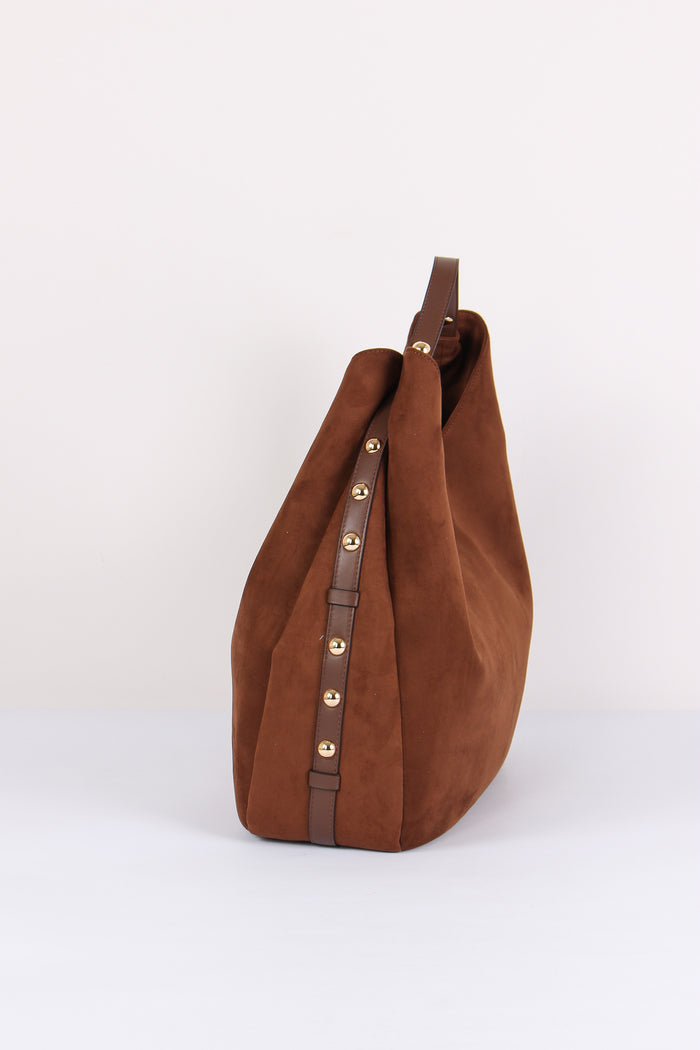 Hobo Ecocamoscio Borchie Tabacco-5