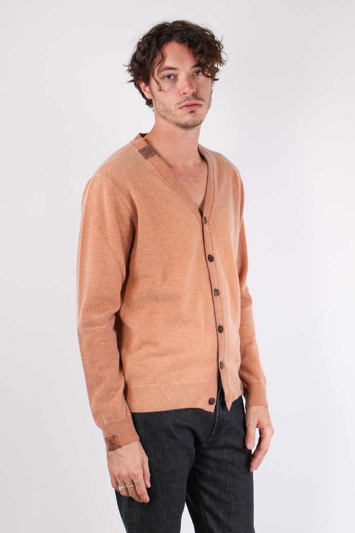 Cardigan Contrasto Fantasia Ruggine-6