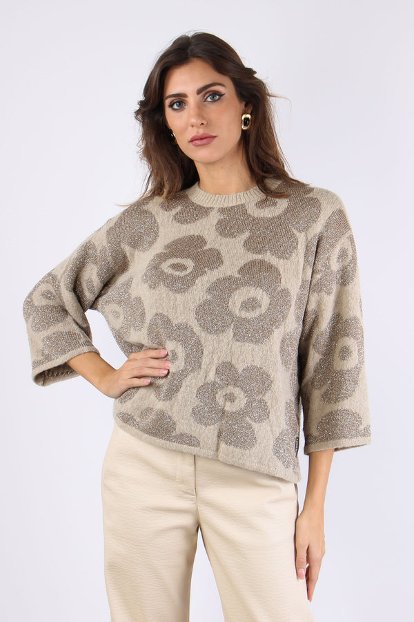 Maglia Girocollo Fiori Oro-2