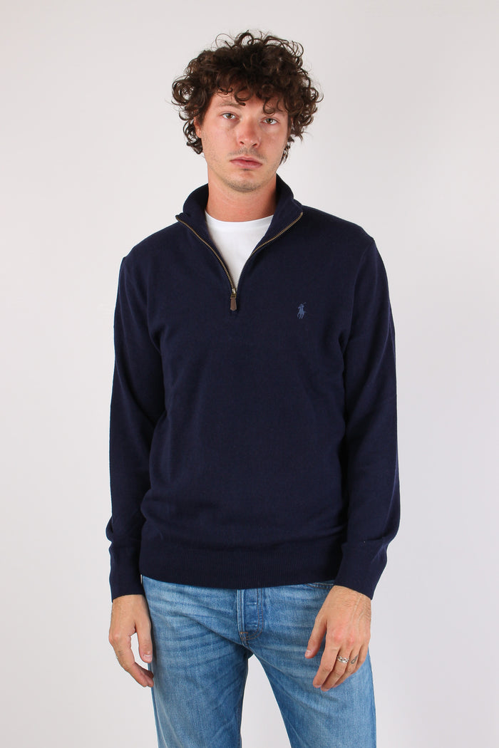 Maglia Mezza Zip Lana Hunter Navy