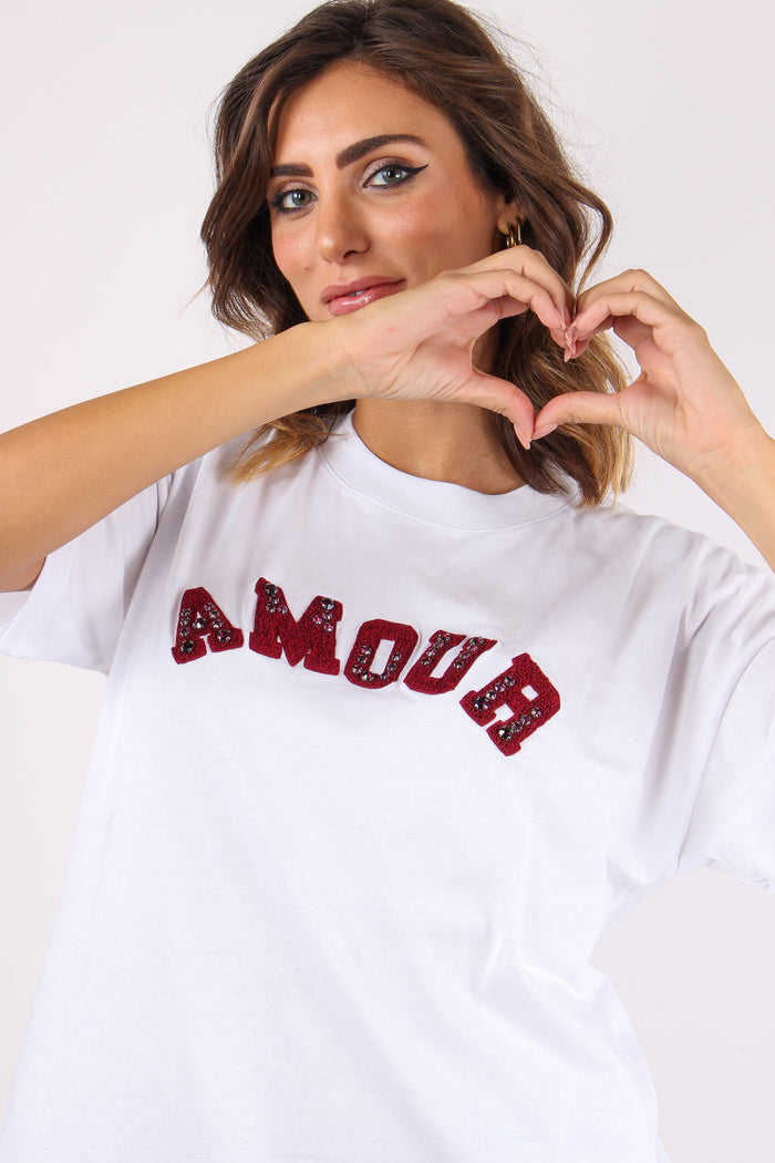 T-shirt Patch Amour Bianco-3