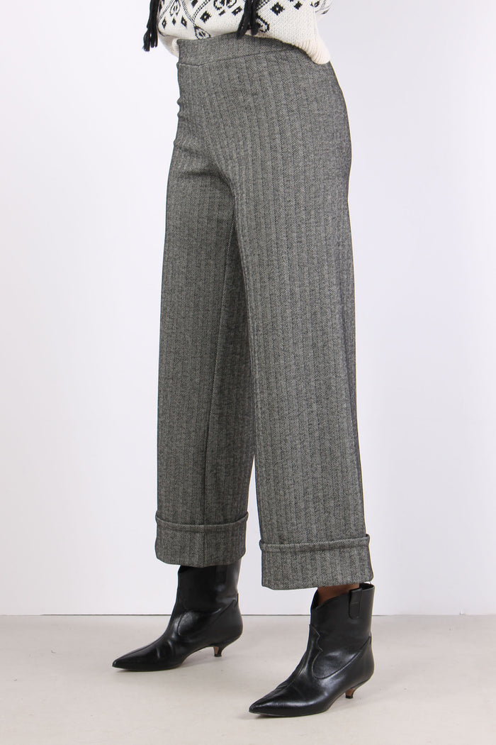 Pantalone Cropped Risvolto Res Nero/grigio-3