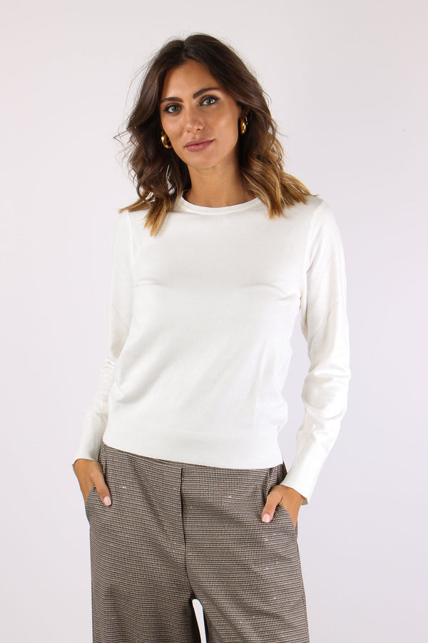 Maglia Girocollo Viscosa Latte-2