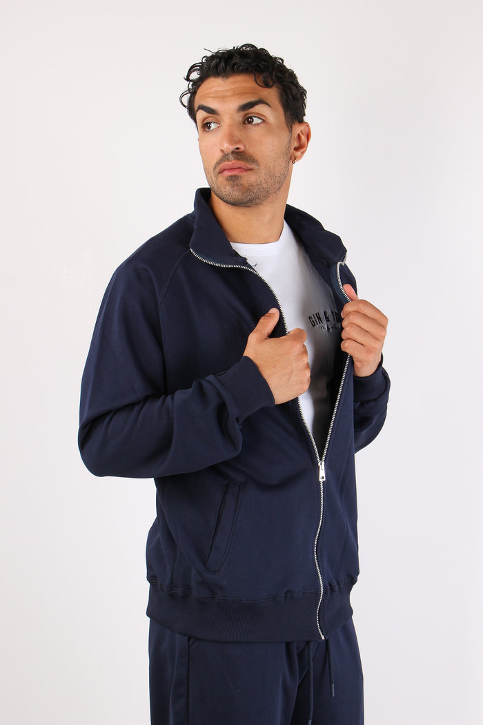 Felpa Zip Collo In Piedi Blu-6