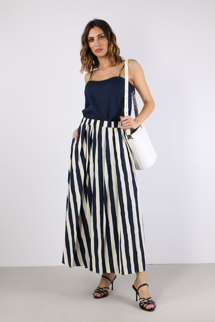 Uomo Gonna Cotone Riga Bianco/blu-5