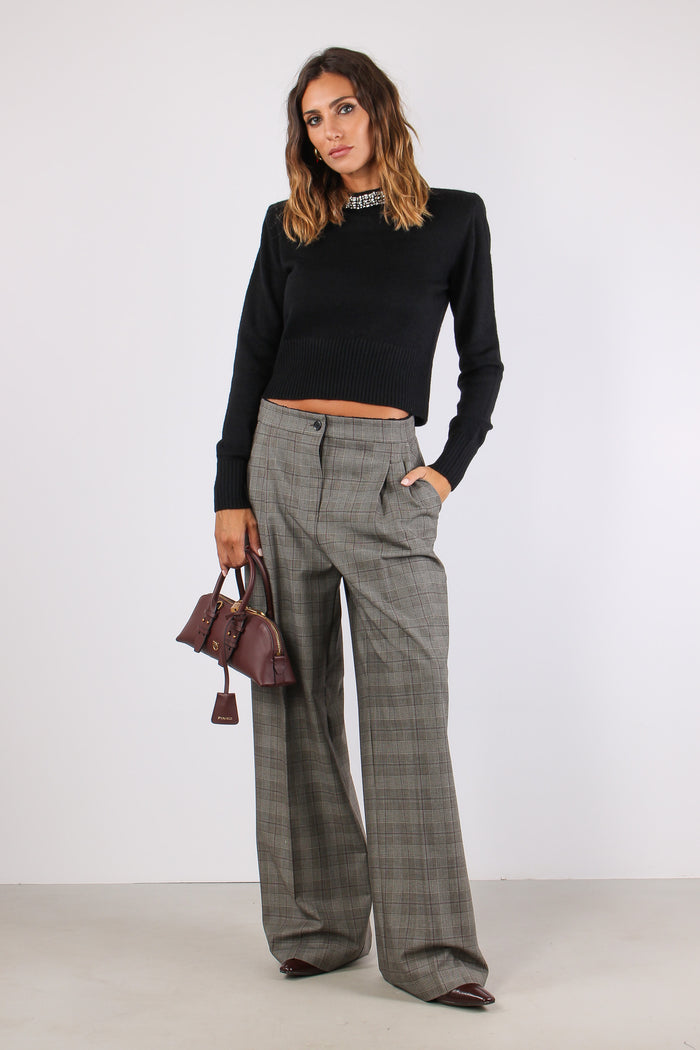 Berlino Maglia Cropped Collo G Nero Limousine