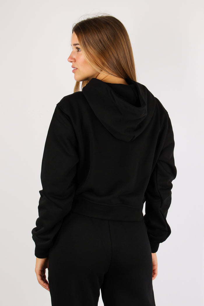 Felpa Corta Cappuccio Nero-3